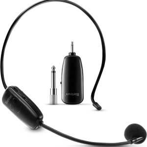 Bietrun Wireless Microphone Headset, UHF Wireless Headset Mic System, 160ft Range,1/8'' and 1/4'' Plug, for Speakers, Voice Amplifier, PA System(Not Supported AUX/iOS)