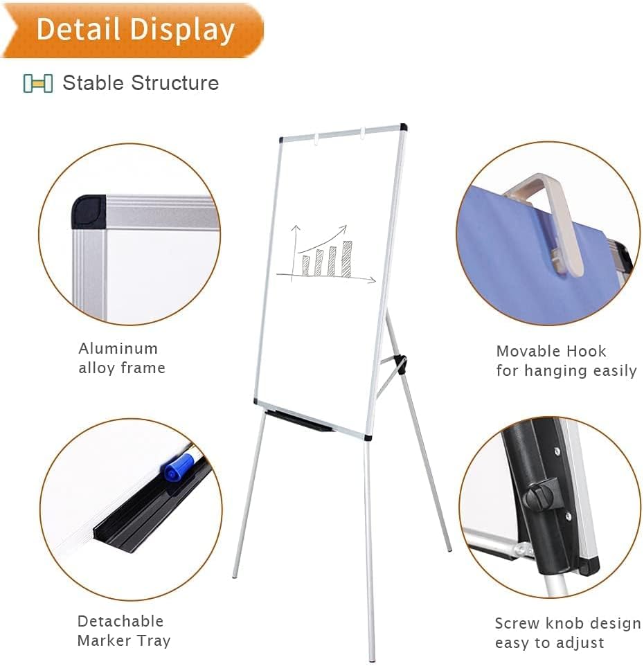 VIZ-PRO Magnetic Whiteboard Easel, 36 x 24 Inches, Portable Dry Erase Board Height Adjustable for School Office and Home - Image 3
