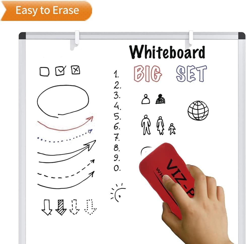 VIZ-PRO Whiteboard Easel, 36 x 24 Inches, Portable Dry Erase Board Height Adjustable With Flipchart Pad - Image 5